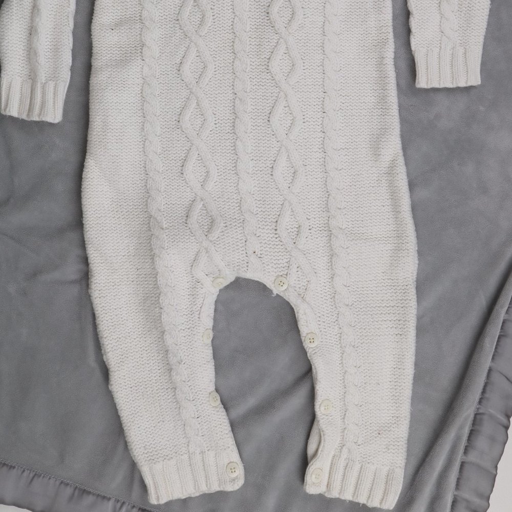 OshKosh B'gosh White Fisherman Knit Bodysuit Tracksuit Sweatsuit Unisex Baby - Picture 2 of 7